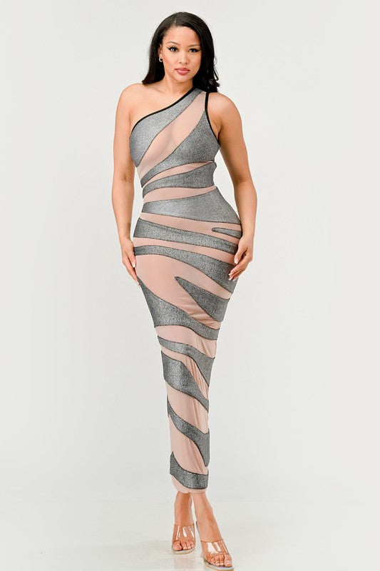 Metallic Bandage Mesh Insert Dress - ShopEbonyMonique