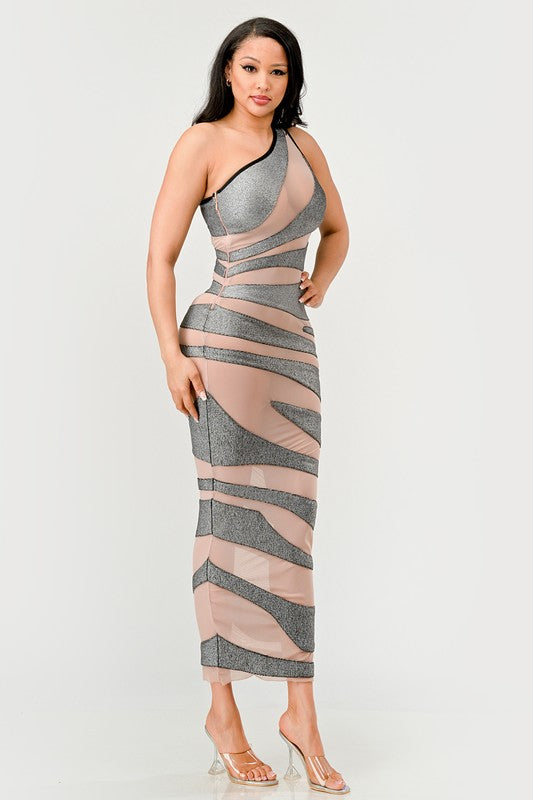 Metallic Bandage Mesh Insert Dress - ShopEbonyMonique