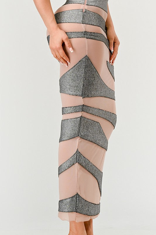 Metallic Bandage Mesh Insert Dress - ShopEbonyMonique