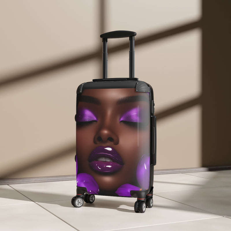 Purple Flower Glamorous Travel Suitcase with Elegant Floral Design