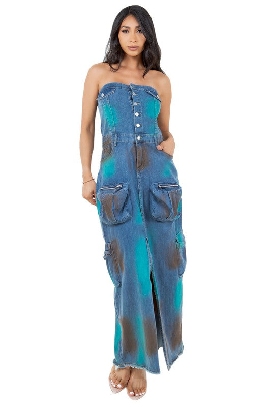 WOMEN FASHION DENIM LONG MAXI DRESS - ShopEbonyMonique