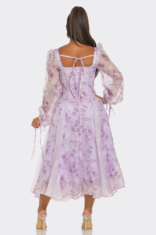 Lavender Blossom Puff Sleeve Dress - ShopEbonyMonique