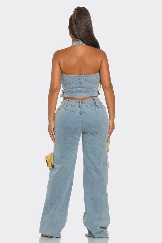 Dual-Tone Denim Jumpsuit - ShopEbonyMonique