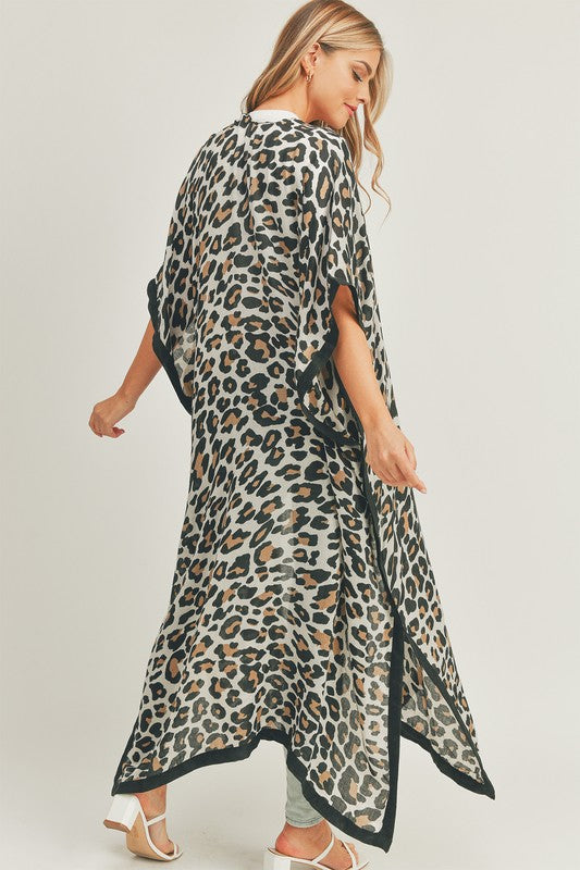 Leopard Print Front Open Long Kimono - ShopEbonyMonique