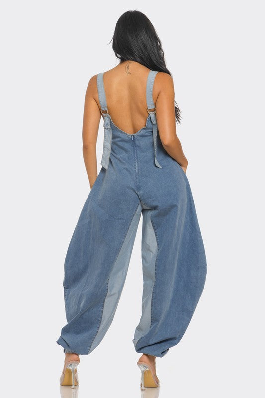 Denim Patchwork Harlem Jumpsuit - ShopEbonyMonique