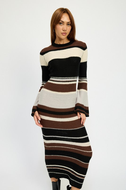 STRIPE MAXI BODYCON DRESS - ShopEbonyMonique