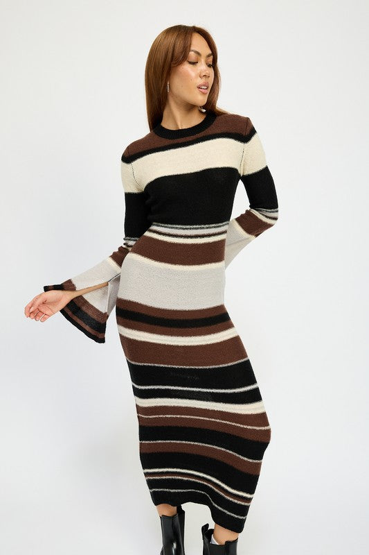 STRIPE MAXI BODYCON DRESS - ShopEbonyMonique