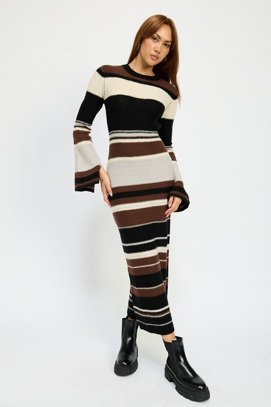 STRIPE MAXI BODYCON DRESS - ShopEbonyMonique