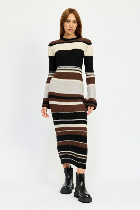 STRIPE MAXI BODYCON DRESS - ShopEbonyMonique