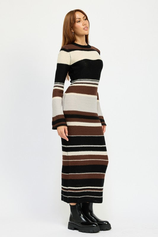 STRIPE MAXI BODYCON DRESS - ShopEbonyMonique