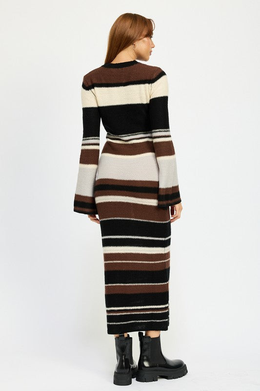 STRIPE MAXI BODYCON DRESS - ShopEbonyMonique