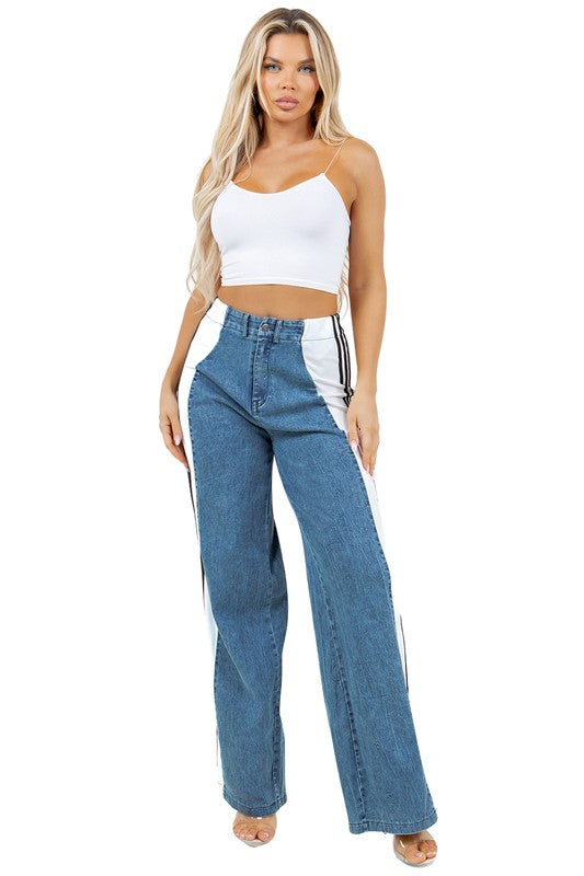 Srtipped Casual Denim Jeans - ShopEbonyMonique