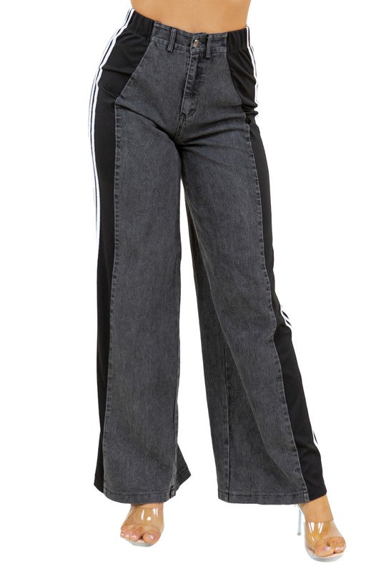 EM Black Striped Denim Jeans - ShopEbonyMonique