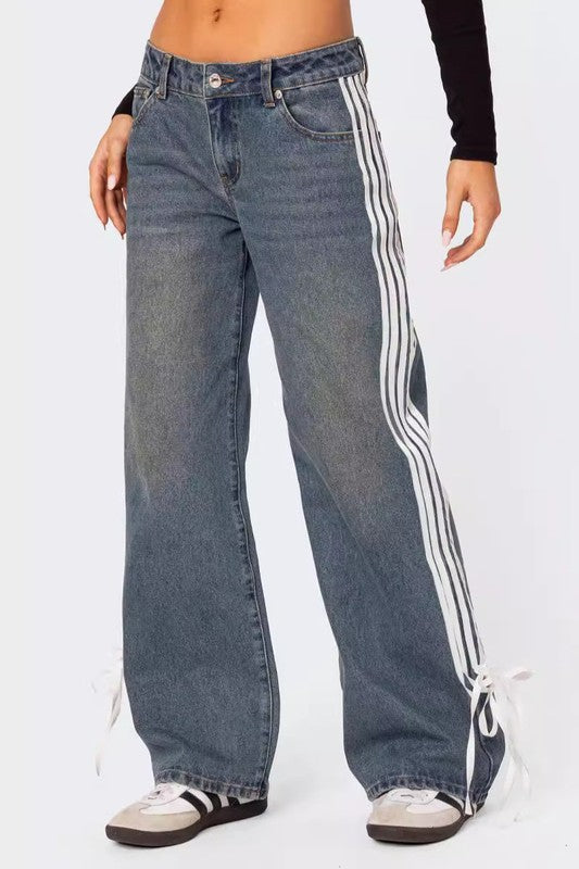 Stripped Denim Pants - ShopEbonyMonique