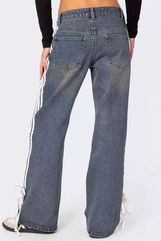 Stripped Denim Pants - ShopEbonyMonique