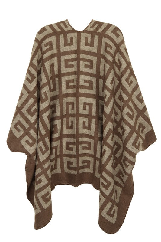 Greek Pattern Poncho - ShopEbonyMonique