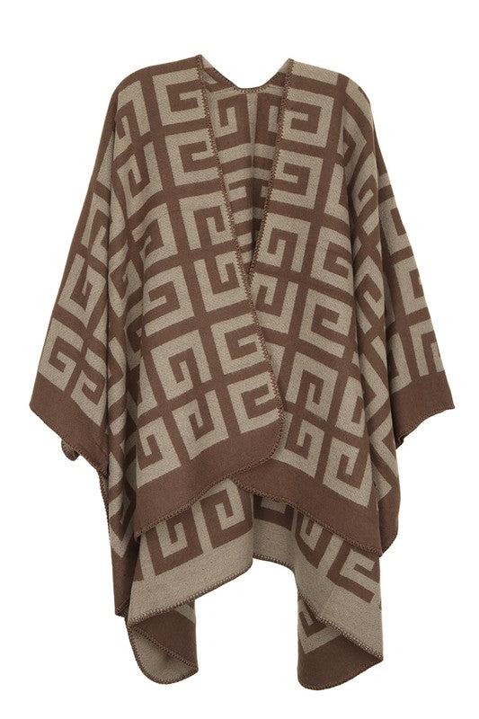 Greek Pattern Poncho - ShopEbonyMonique