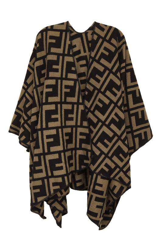 Greek Pattern Poncho - ShopEbonyMonique