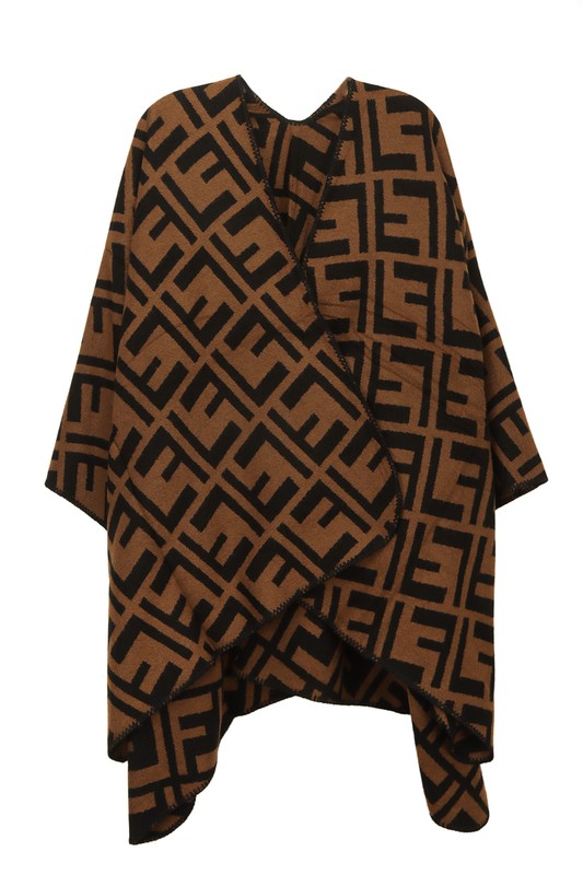 Greek Pattern Poncho - ShopEbonyMonique