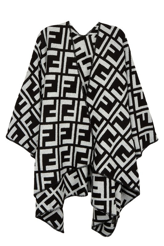 Greek Pattern Poncho - ShopEbonyMonique