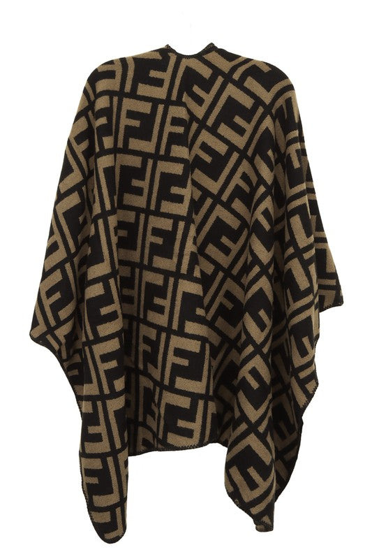 Greek Pattern Poncho - ShopEbonyMonique