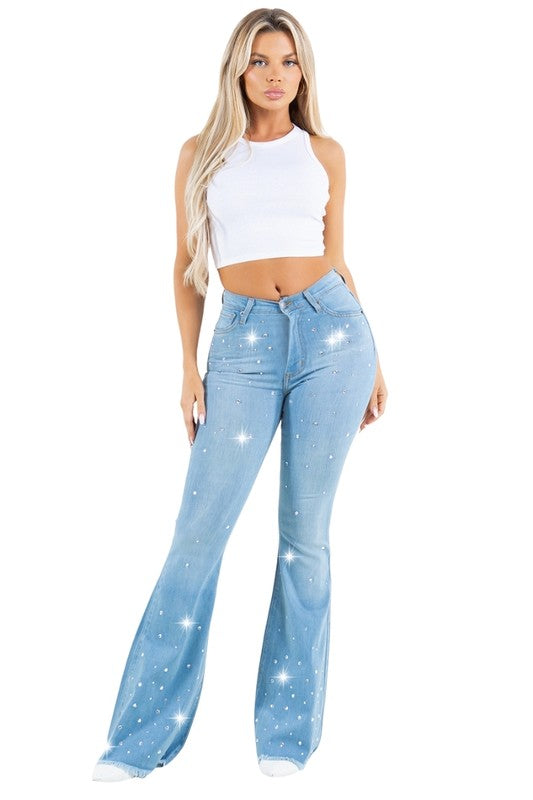 Vegas Glam Bell Bottom Jean in Light Wash - ShopEbonyMonique