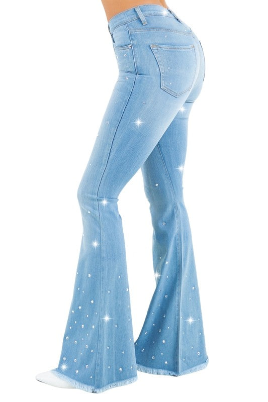 Vegas Glam Bell Bottom Jean in Light Wash - ShopEbonyMonique