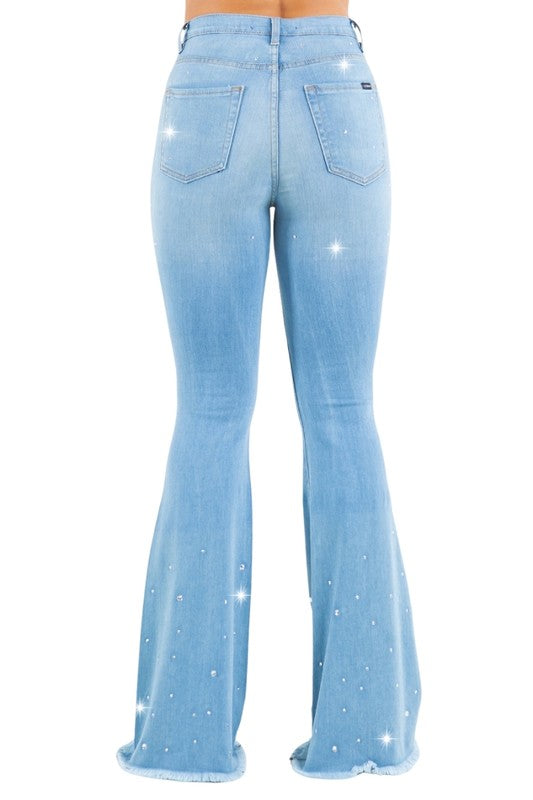 Vegas Glam Bell Bottom Jean in Light Wash - ShopEbonyMonique