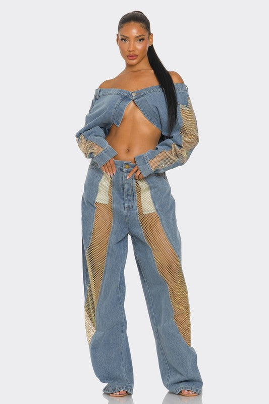 EM Mesh Fusion Denim Set