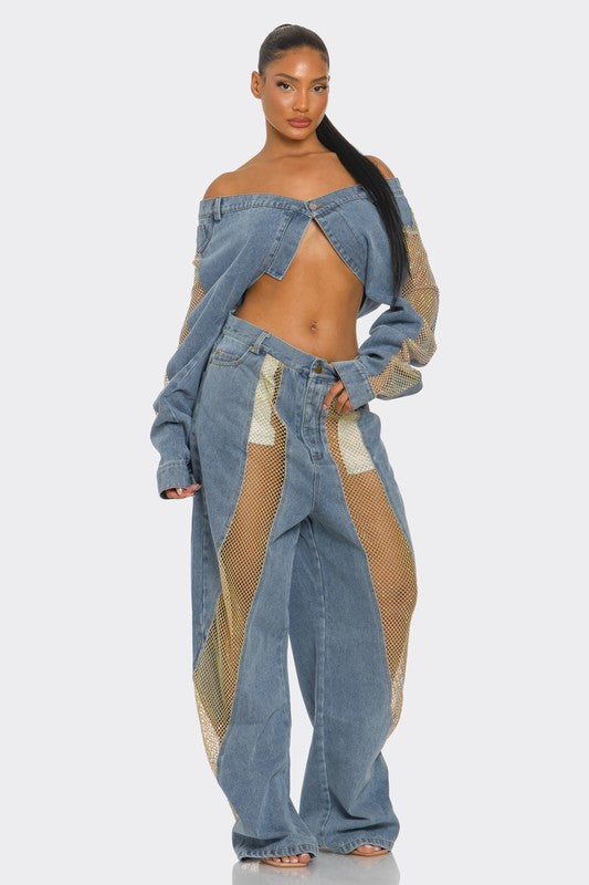 EM Mesh Fusion Denim Set