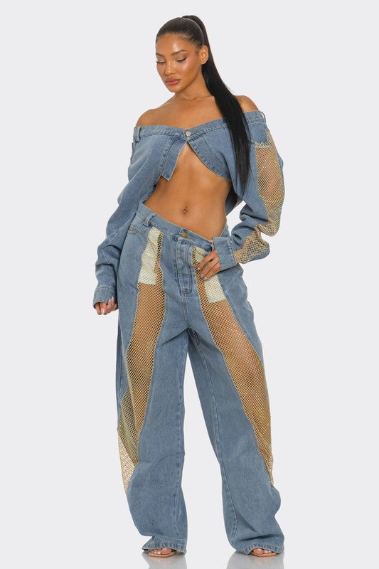 EM Mesh Fusion Denim Set