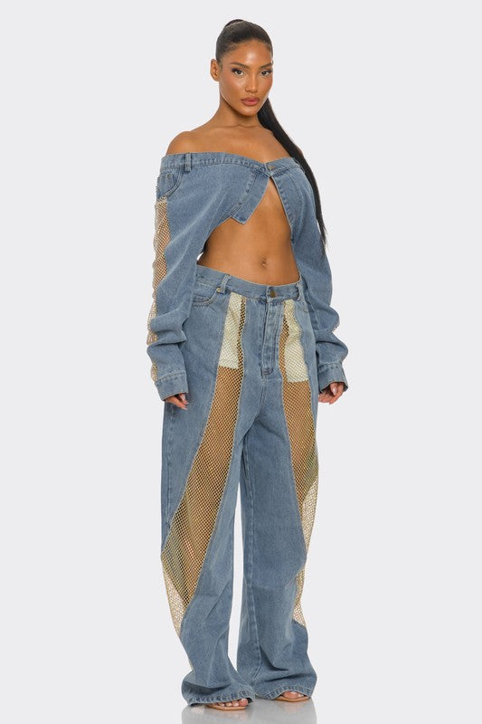 EM Mesh Fusion Denim Set