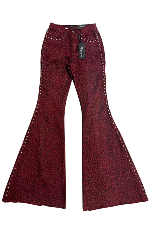 Leopard Studded Bell Bottom Pant - ShopEbonyMonique