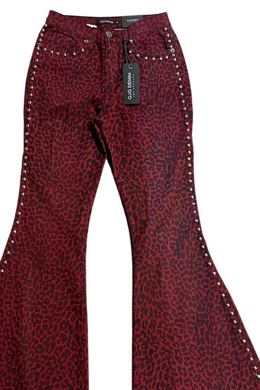 Leopard Studded Bell Bottom Pant - ShopEbonyMonique