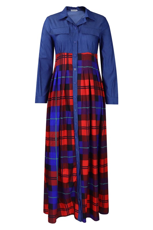 Women Plaid Maxi Dress - ShopEbonyMonique