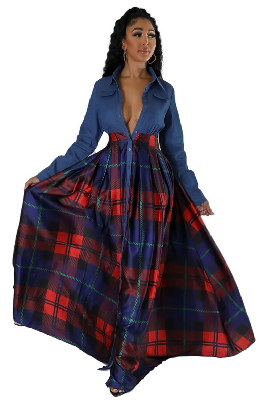 Women Plaid Maxi Dress - ShopEbonyMonique