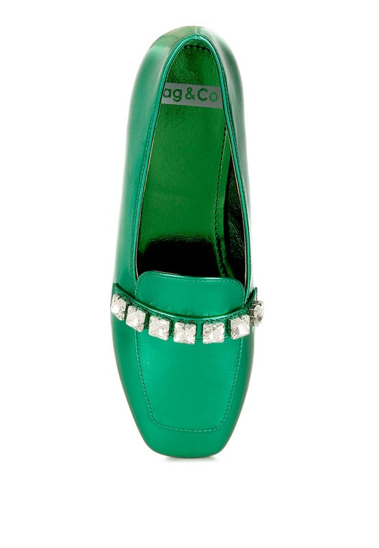 Celosia Metallic Diamante Strap Loafers - ShopEbonyMonique