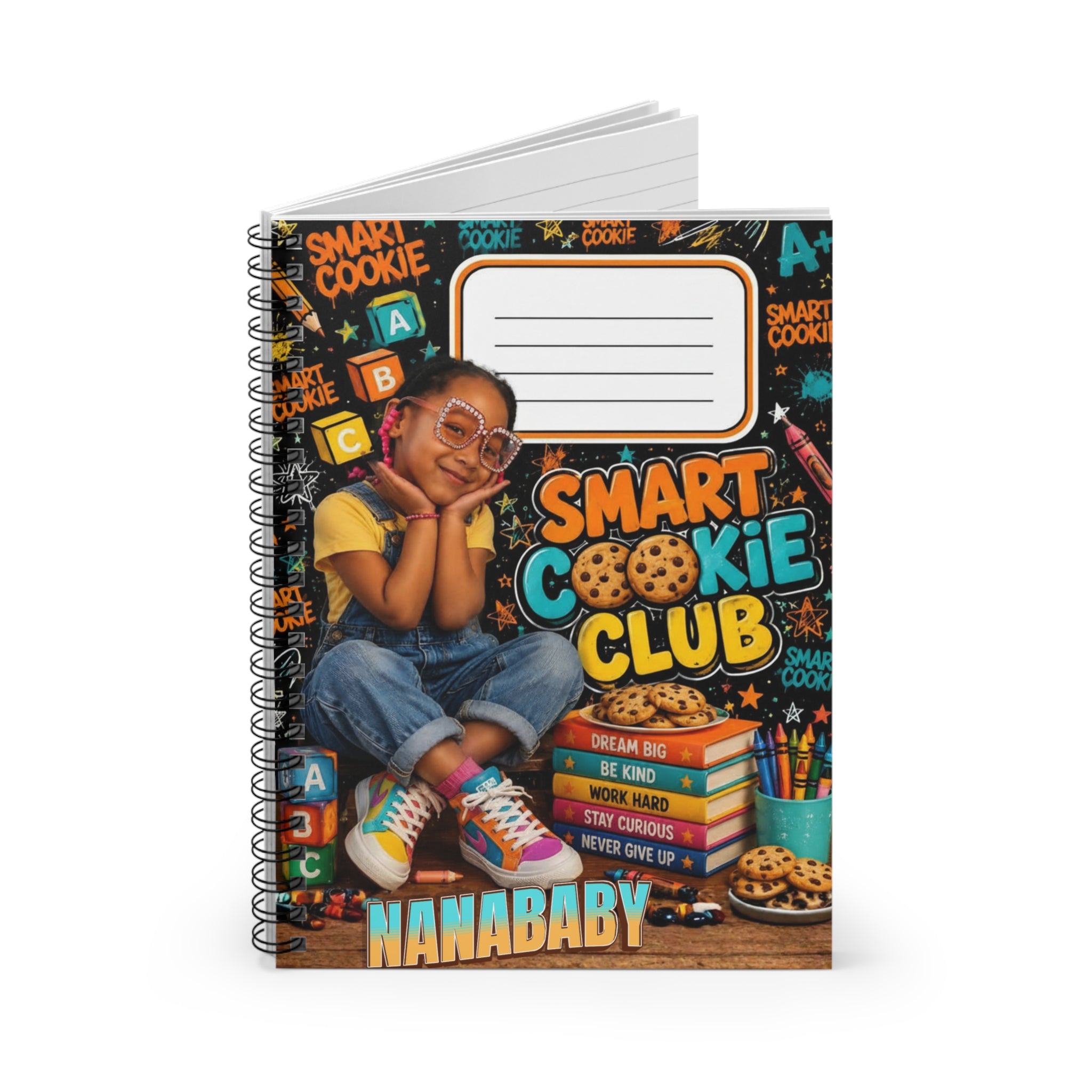 Smart Cookie Club Spiral Notebook — Kids School Journal with "Smart Cookie Club" Design
