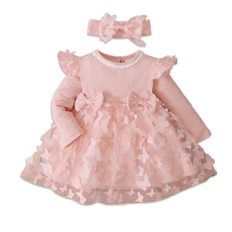 2pcs Baby Girl Pink Mesh Dress - ShopEbonyMonique