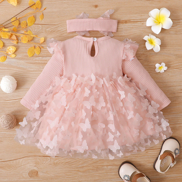 2pcs Baby Girl Pink Mesh Dress - ShopEbonyMonique