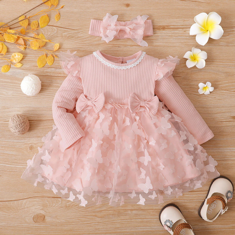 2pcs Baby Girl Pink Mesh Dress - ShopEbonyMonique