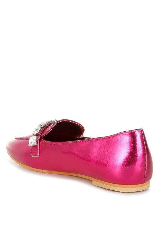 Celosia Metallic Diamante Strap Loafers - ShopEbonyMonique