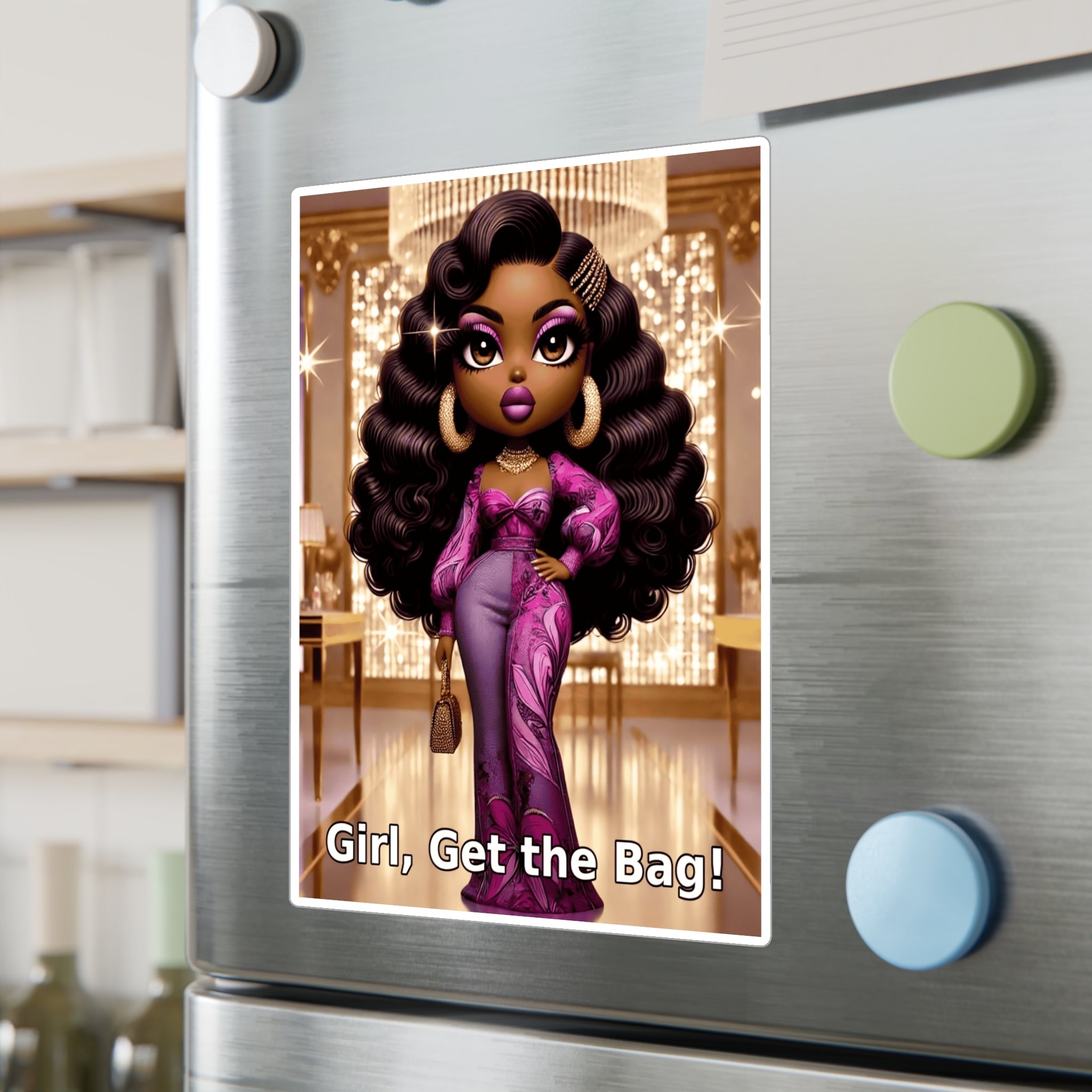 Empowering Kiss-Cut Vinyl Decals - 'Girl, Get the Bag!' Decorative Stickers for Self-Expression