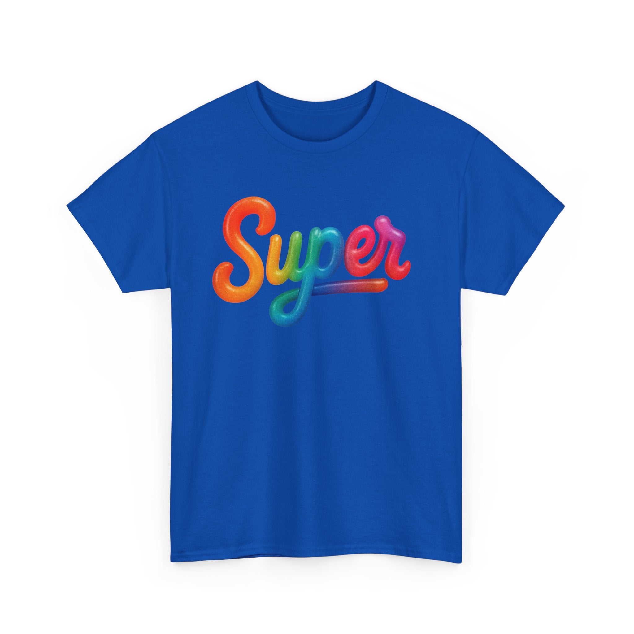 Colorful 'Super' Unisex Heavy Cotton Tee - Casual T-Shirt, Streetwear, Gift for Him/Her, Everyday Wear, Rainbow Design