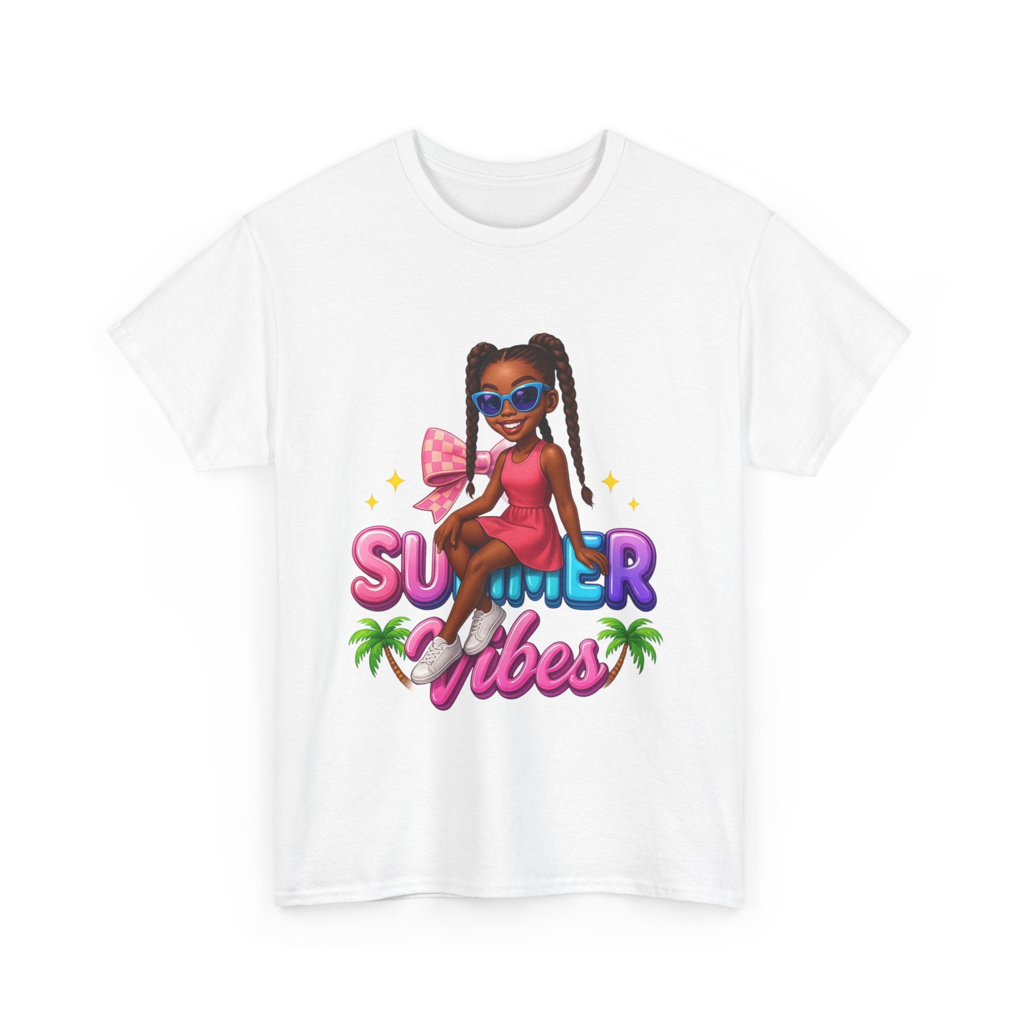 Summer Vibes Unisex Heavy Cotton Tee, Casual Wear, Gift for Her, Summer Fashion, Beach Vacation T-Shirt, Trendy Graphic Tee