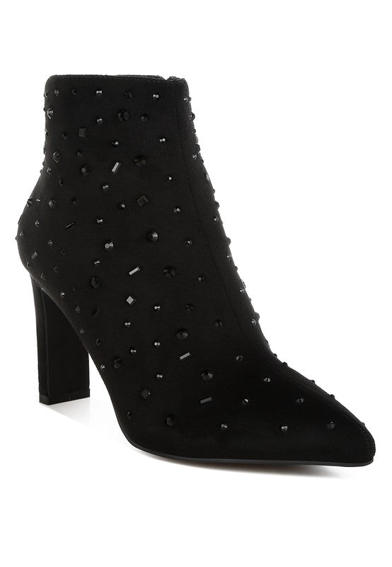 Diamante Embellished Microfiber Boots - ShopEbonyMonique