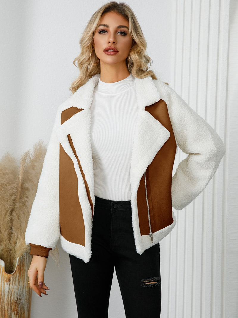 Women's Cozy Sherpa Zip-Up Jacket with Pockets - ShopEbonyMonique