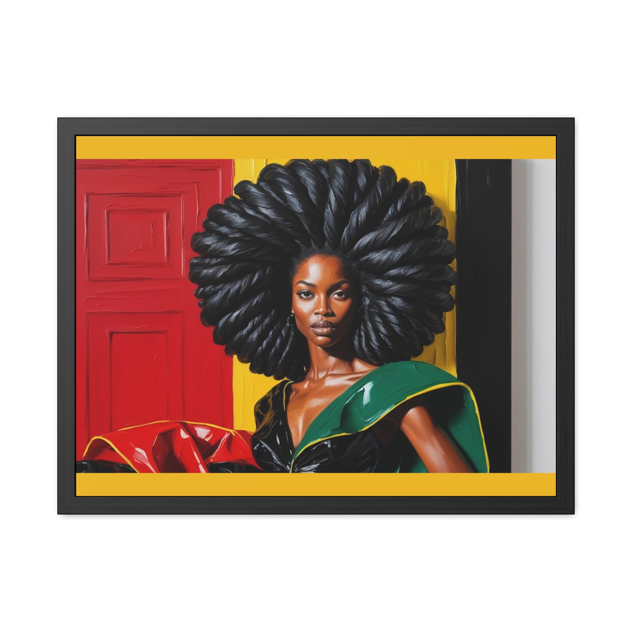 Bold Afro Art Framed Poster, Afrocentric Wall Decor, Statement Art for Living Room, Gift for Black History Month, Vibrant Home Decor