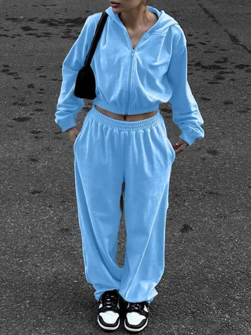 Zip Up Hoodie and Pocketed Pants Set - ShopEbonyMonique