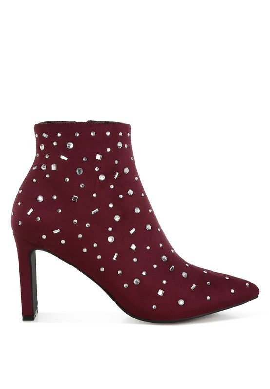 Diamante Embellished Microfiber Boots - ShopEbonyMonique